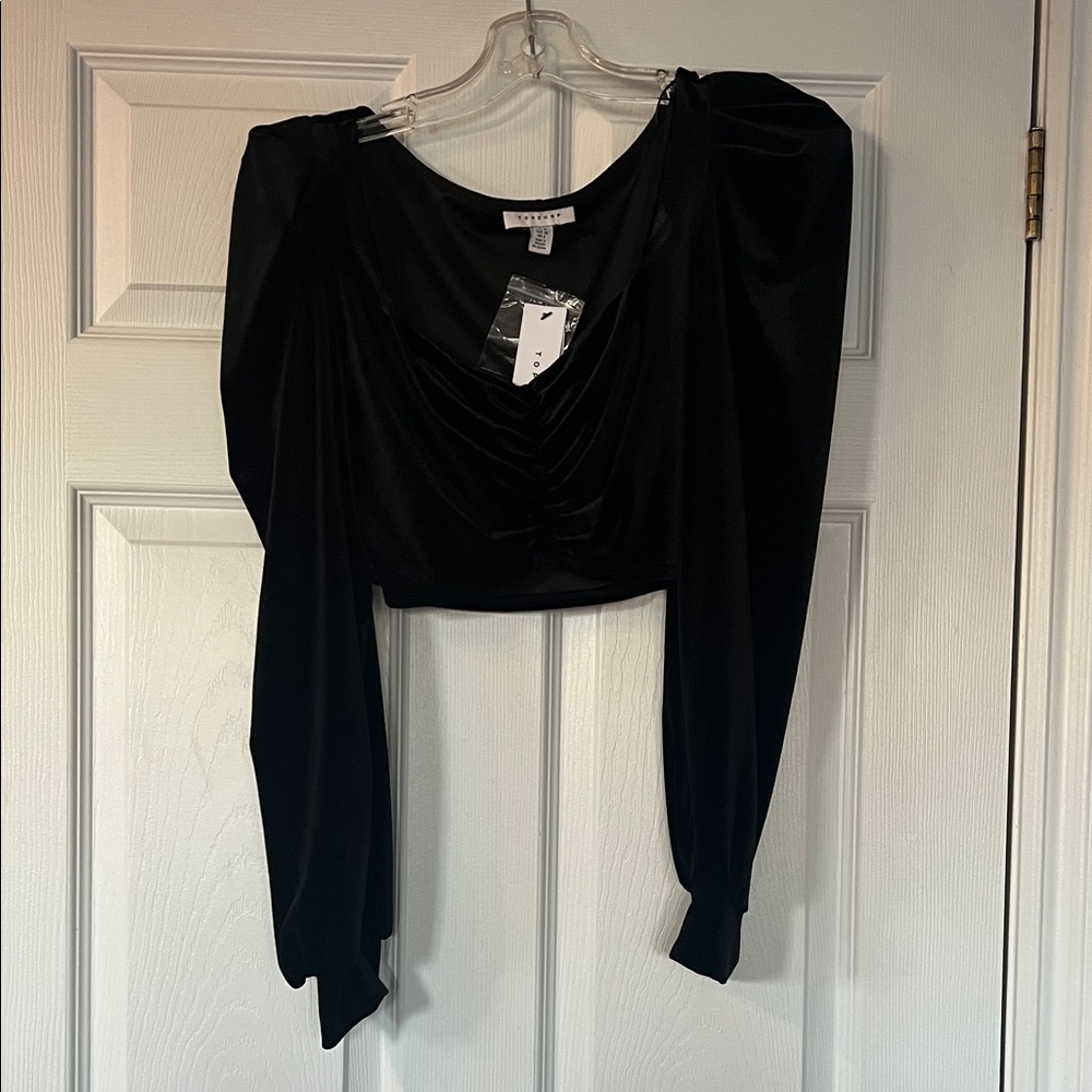 NWT - Topshop Elegant Black Long Sleeve Blouse